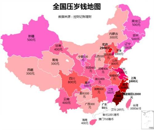 全国压岁钱地图出炉!网友:只恨童年没在福建长大!
