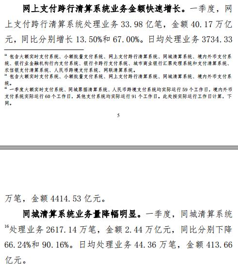 央行：一季度移动支付业务量保持增长态势