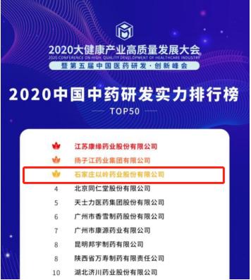 创新驱动发展 以岭药业再次荣登《2020中国中药研发实力排行榜》TOP3