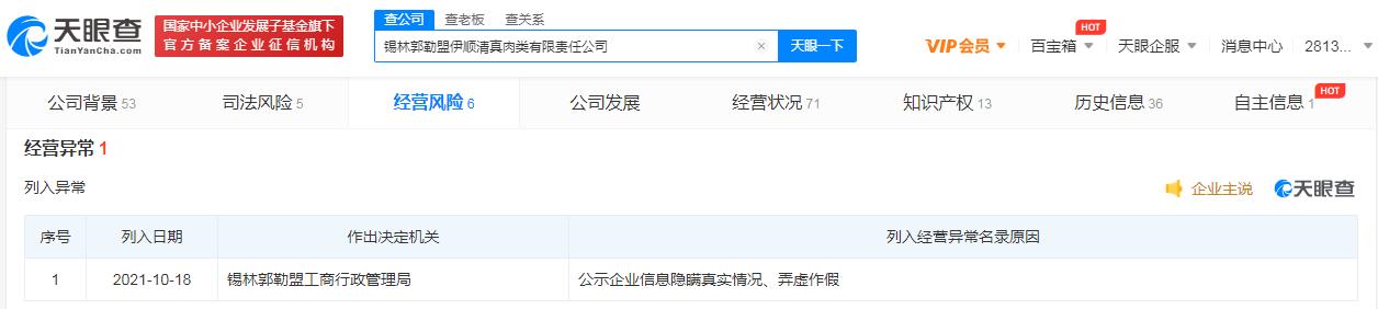 呷哺呷哺子公司被列为经营异常 因企业信息弄虚作假