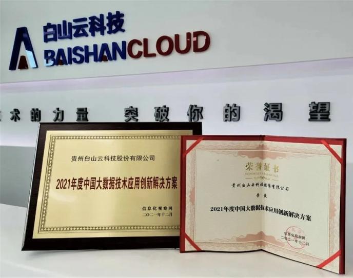 白山云荣获“中国大数据技术应用创新解决方案”奖