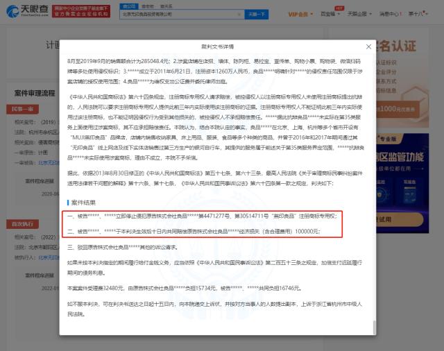 北京无印良品再因商标侵权被执行 因商标侵权已被执行5次