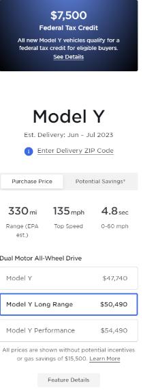  特斯拉Model Y在美售价上调250美元