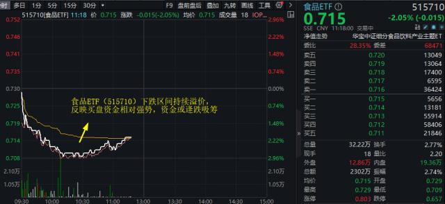 “茅五泸汾洋”纷纷下挫,食品ETF(515710)跌超2%持续溢价,机构:逆向投资或是最佳策略