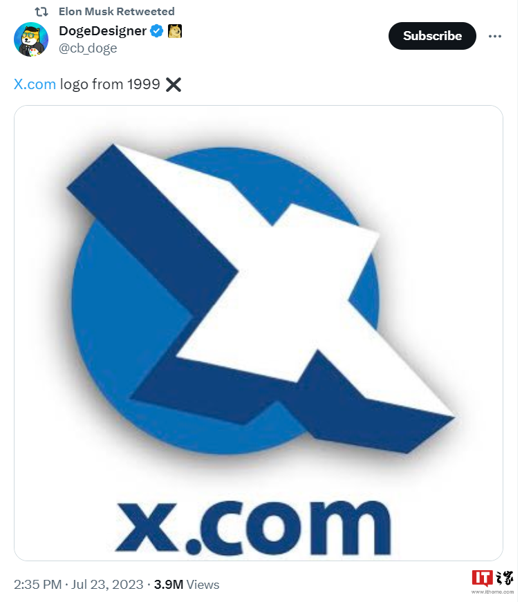 Twitter网址更改为X.com，临时X Logo今日启用