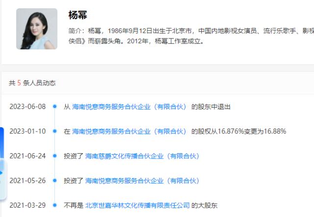 渐行渐远!杨幂再退出1家与嘉行老板合开公司,嘉行传媒上市之路再添迷津