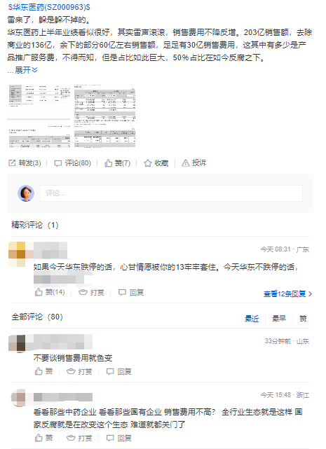 医疗反腐升级 投资者为华东医药半年报中的销售费用“吵了起来”