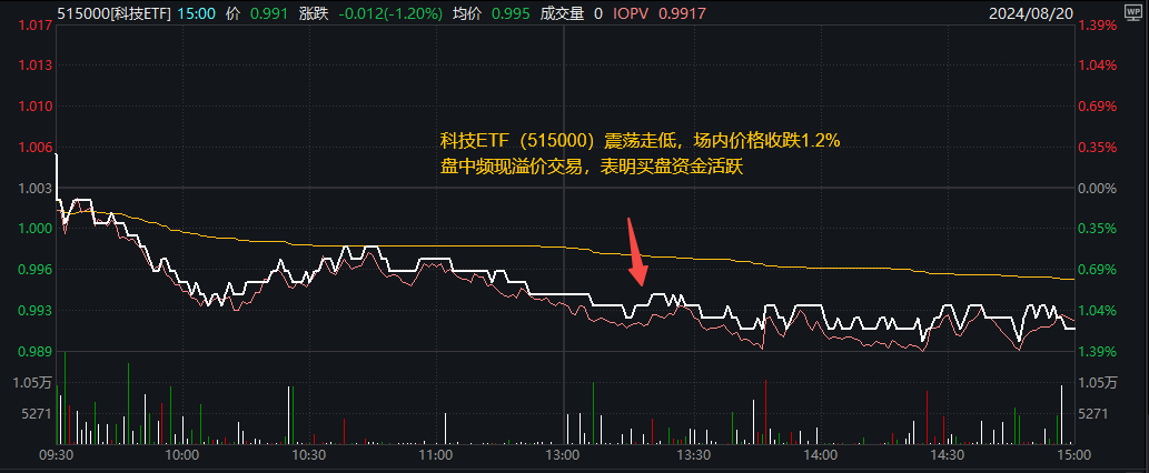 科技ETF（515000）复盘资讯20240820