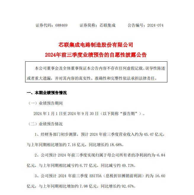 芯联集成营收增长却难逃亏损困境，前三季亏损收窄后仍面临6.84亿压力