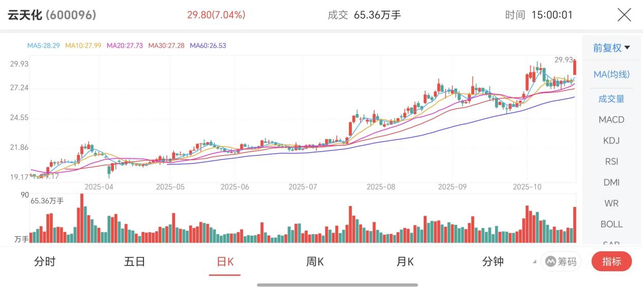 优化结构强主业，云天化第三季度归母净利润同比增长24.3%