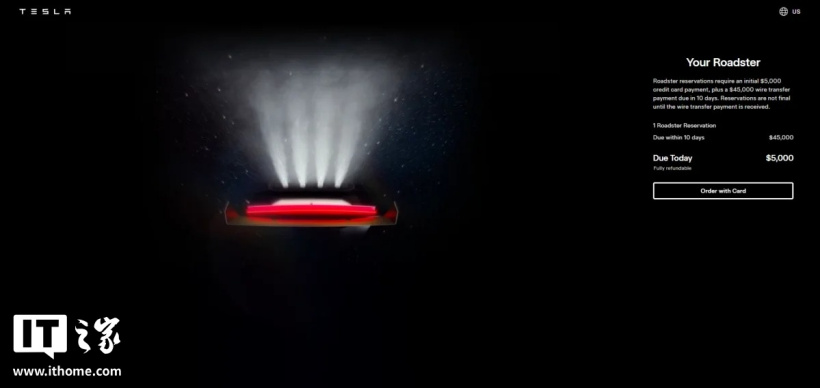 訂金 5 萬美元,新一代特斯拉 Roadster 重新開放預訂