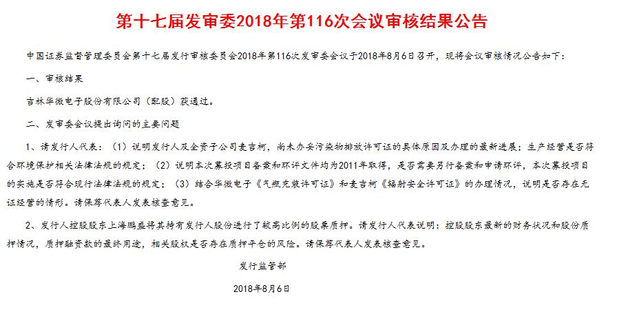 证监会:凯龙股份、华微电子再融资获通过 来伊