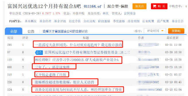 基金年报再现“千字小作文”，林庆自夸遭基民犀利质疑：“空谈无用，业绩为王！”