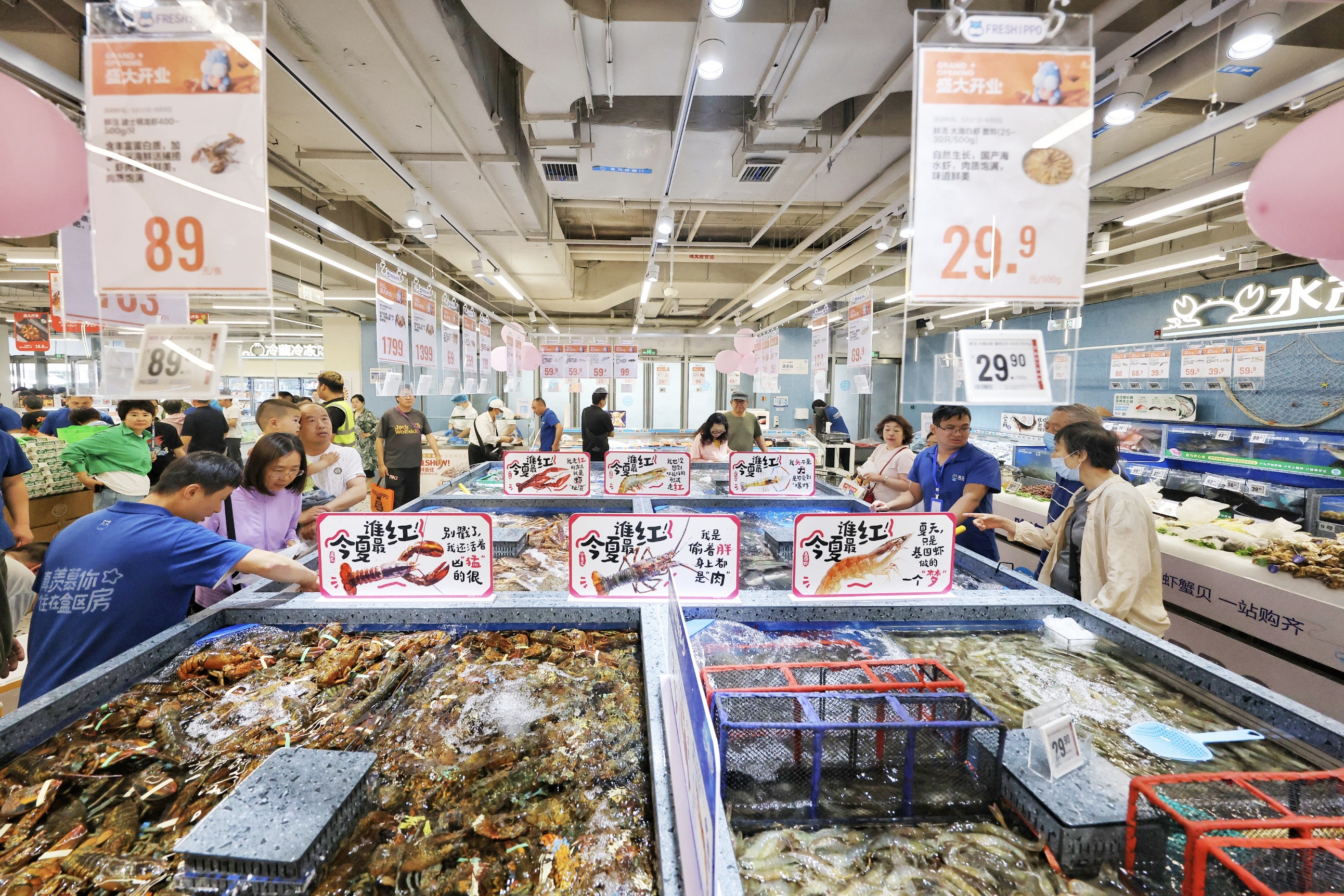 一天开了1500多个榴莲,30多条三文鱼 盒马西北旺再开新店
