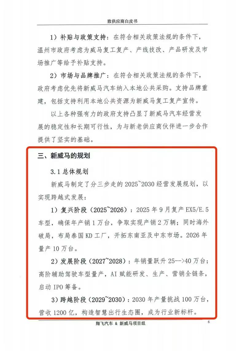 破产两年的威马要复产?致供应商白皮书流出,2030年挑战年产百万辆