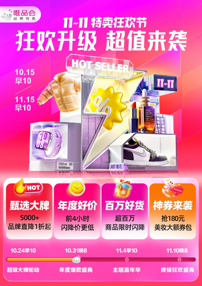 唯品会11.11年度爆款盛典开启：运动大牌低至2折，爆款美妆价格新低-上淘有品虚拟资源下载