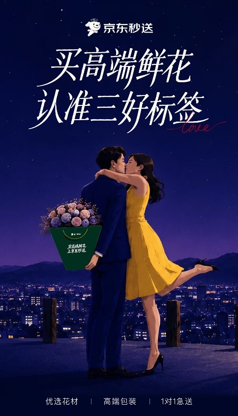 买高端鲜花,上京东秒送!七夕享优先花材、高端包装、1对1急送